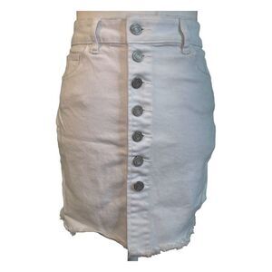 Indigo Rein Button Front Jean Mini Skirt White Wash Denim 1